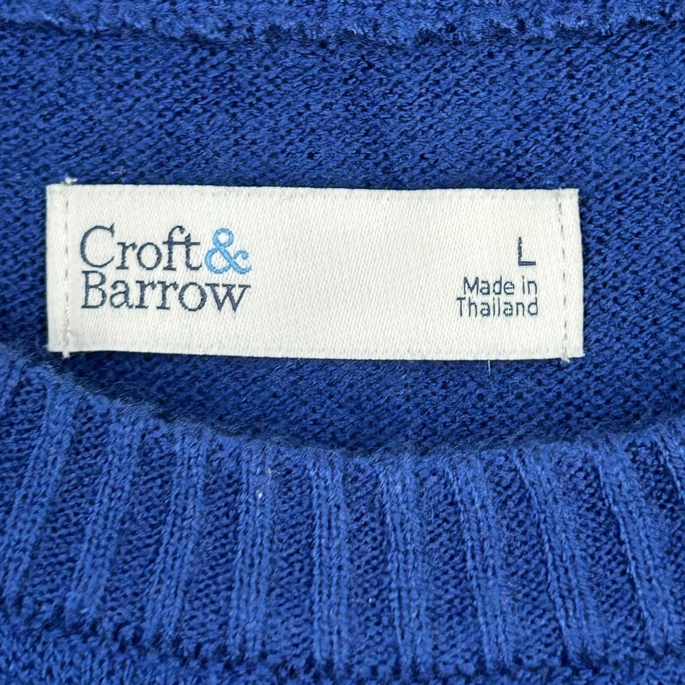 Lot of 2 - Croft & Barrow Women's L Sweaters Cable Knit Long Sleeve Blue Pink - Picture 5 of 16